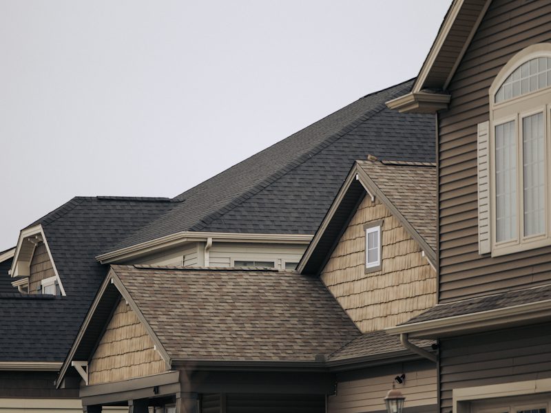 Example of asphalt shingle roofs on suburban homes